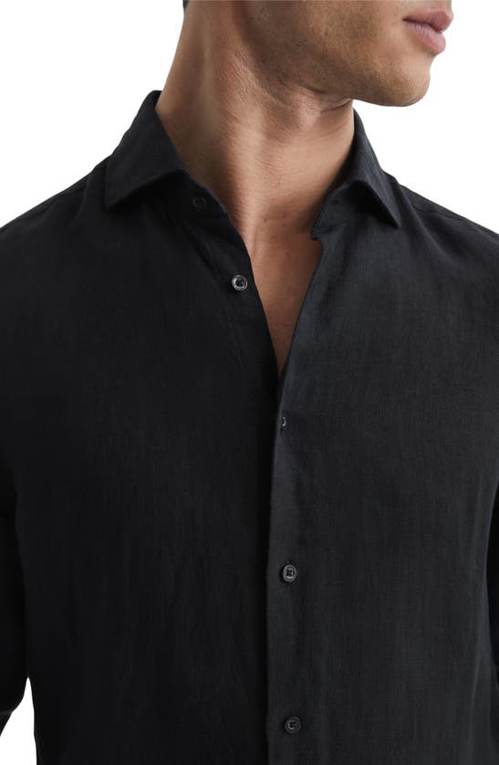 Shop Reiss Ruban Linen Button-up Shirt In Black