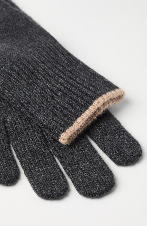 Shop Brunello Cucinelli Cashmere Knit Gloves In Anthracite