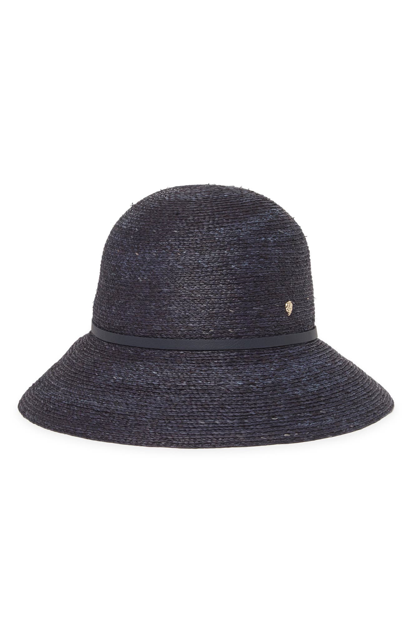 Helen Kaminski Besa 9 Leather Trimmed Cloche Hat In Navy/ocean | ModeSens