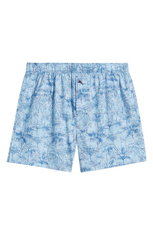 Shop Tommy Bahama Cotton Pajama Shorts In Blue Palm Print