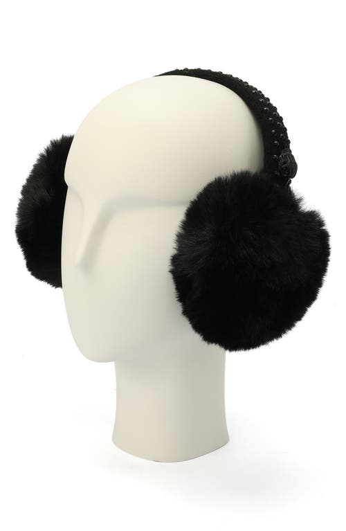 Shop Kurt Geiger London Crystal Faux Fur Ear Muffs In Black