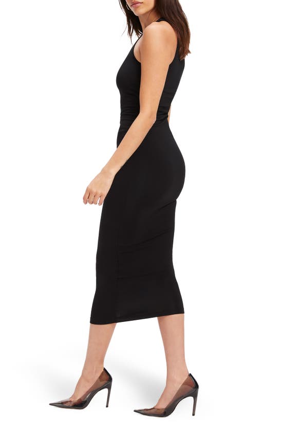 GOOD AMERICAN GOOD TOUCH CUTAWAY BODY-CON MIDI DRESS