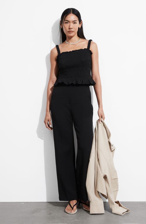 Shop & Other Stories High Waist Wide Leg Pants In Black Dark