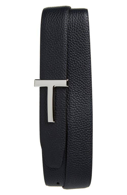 TOM FORD T Icon Reversible Grained Leather Belt Dark Navy/Black at Nordstrom, Eu
