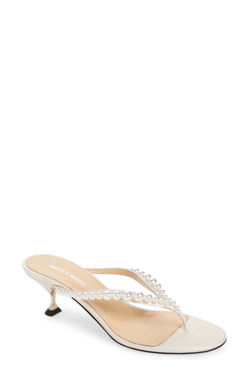 Mach & Sirene Imitation Pearl Embellished Kitten Heel Sandal White at Nordstrom,