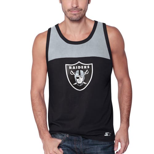 Men's Starter Black/Silver Las Vegas Raiders Logo Touchdown Fashion Tank Top