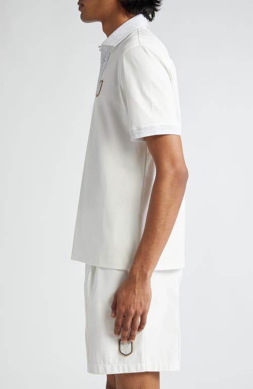 Shop Brunello Cucinelli Logo Patch Cotton Polo In Cvl41 Off White/perla/bianco