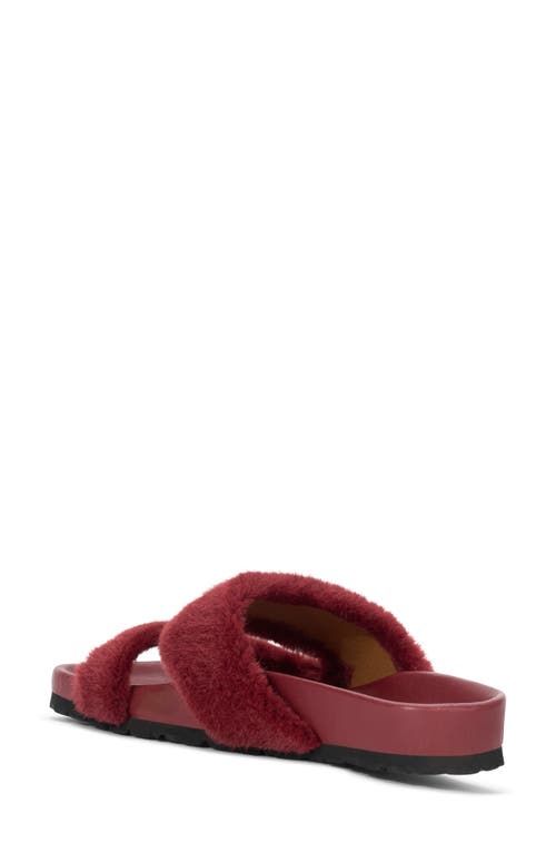 Shop Staud Cyprus Faux Fur Slide Sandal In Pinot