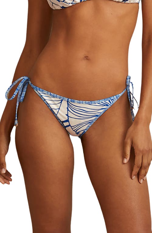 Shop Reiss Tina Side Tie Bikini Top In Blue Natural Print