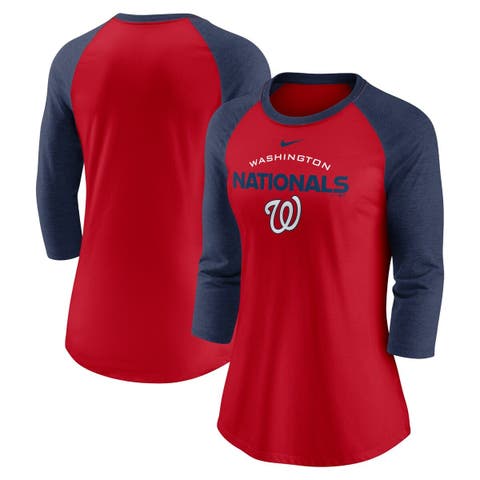 Women's Washington Commanders Terry McLaurin Majestic Threads  Cream/Burgundy Name & Number Raglan 3/4 Sleeve T-Shirt