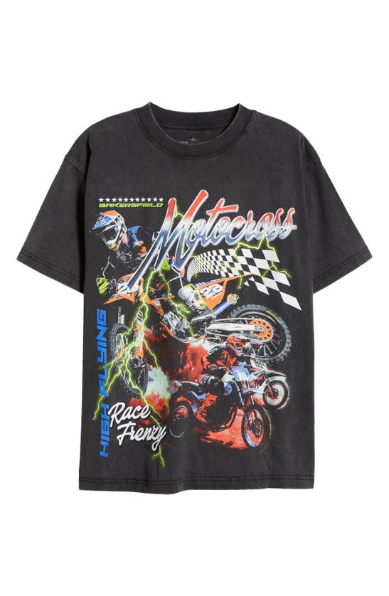 Alpha Collective Motocross Racing Oversize Cotton Graphic T-shirt In Vintage Black