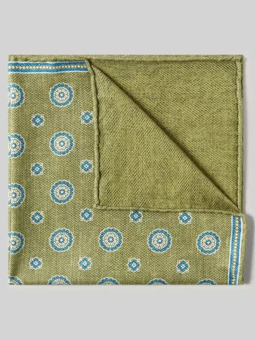 Shop Robert Talbott Collins Reversible Silk Pocket Square In Green/medallion