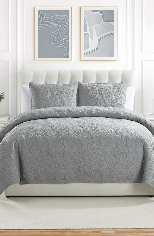 Vcny Home Ocean Solid 3-piece Quilt Set In Grey