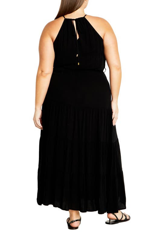 Shop City Chic Stacey Keyhole Tiered Maxi Dress In Black