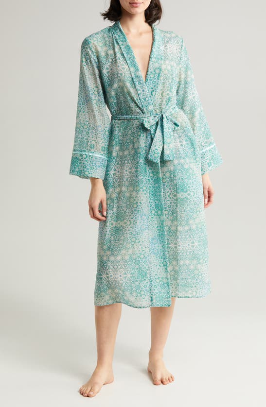 Shop Papinelle Amira Cotton & Silk Robe In Crystal Blue