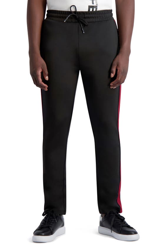Karl Lagerfeld Scuba Track Pants In Black/ Red