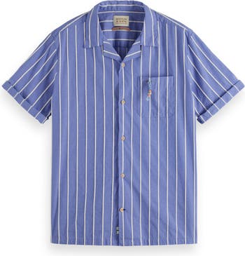 Scotch & Soda Terry Stripe Button-Up Camp Shirt | Nordstrom
