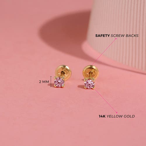 In Season Jewelry 14k 4 Prong Cubic Zirconia Solitaire Earrings In Pink