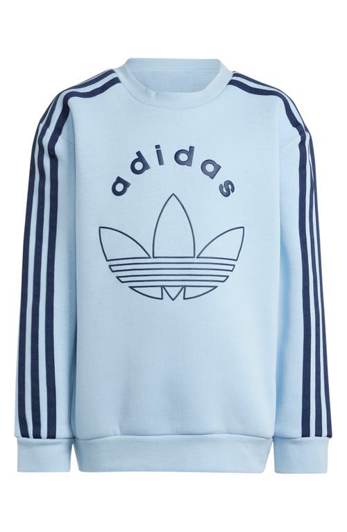 Shop Adidas Originals Adidas Kids' Lifestyle Sweatshirt & Leggings Set In Clear Sky/night Indigo