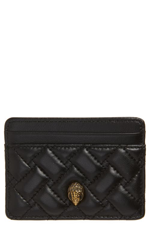 Kurt Geiger London Quilted Leather Card Holder In Black