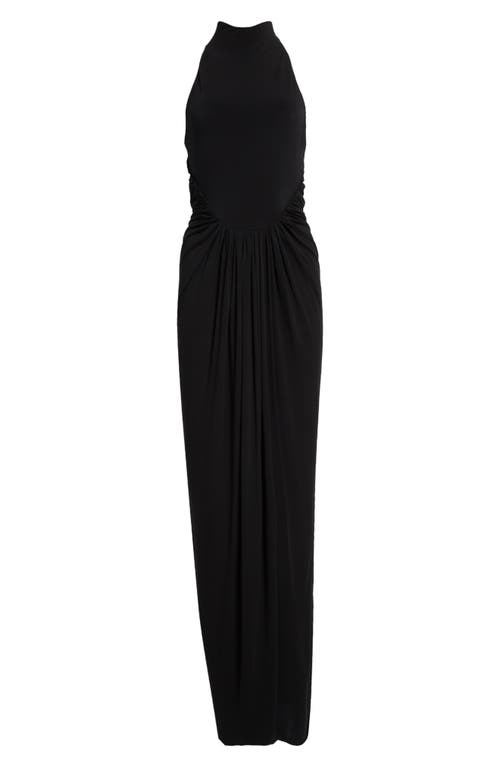 Shop Alaïa Draped Jersey Dress In Noir