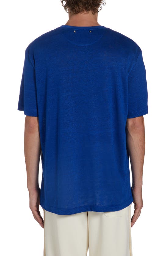 Shop Golden Goose Journey Linen Graphic T-shirt In Mazarine Blue