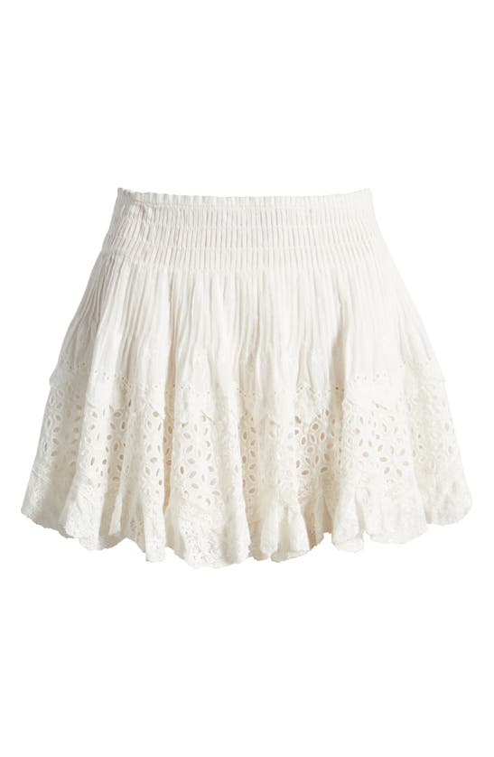 Shop Loveshackfancy Moira Embroidered Eyelet Cotton Miniskirt In Off White