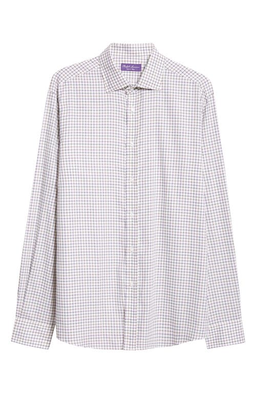 Ralph Lauren Purple Label Tattersall Lightweight Cotton Twill Button-Up Shirt in Cream 