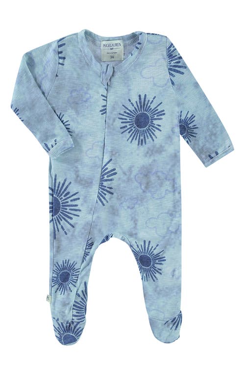 PAIGELAUREN Sunburst Marble French Terry Footie Malibu Blue at Nordstrom,