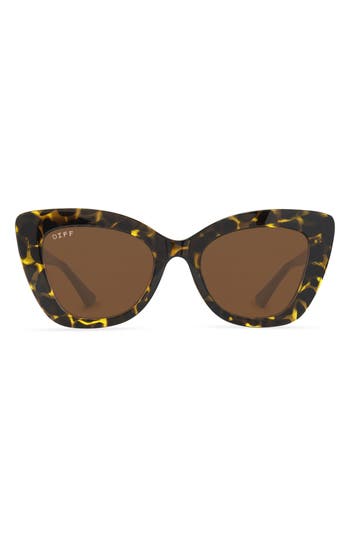 Diff 52mm Melody Sunglasses In Dark Tort/brown Solid Lens