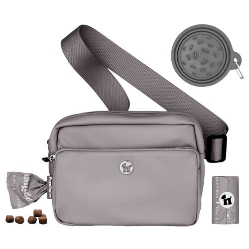 Puppington 3-in-1 Dog Walking Bag With Poop Bags Plus Travel Bowl In Charcoal Gray