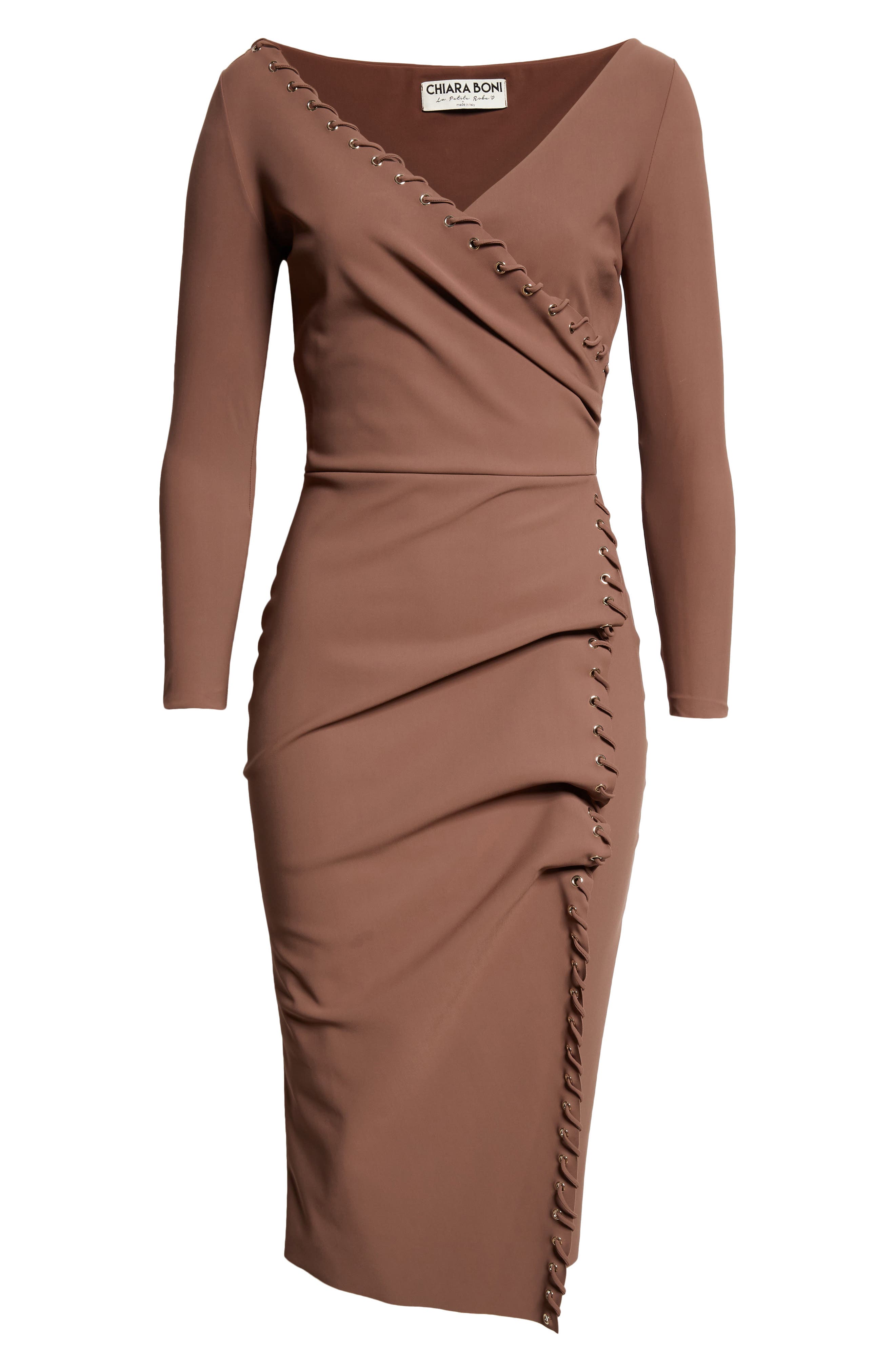 Chiara Boni La Petite Robe Elma Long Sleeve Faux Wrap Cocktail