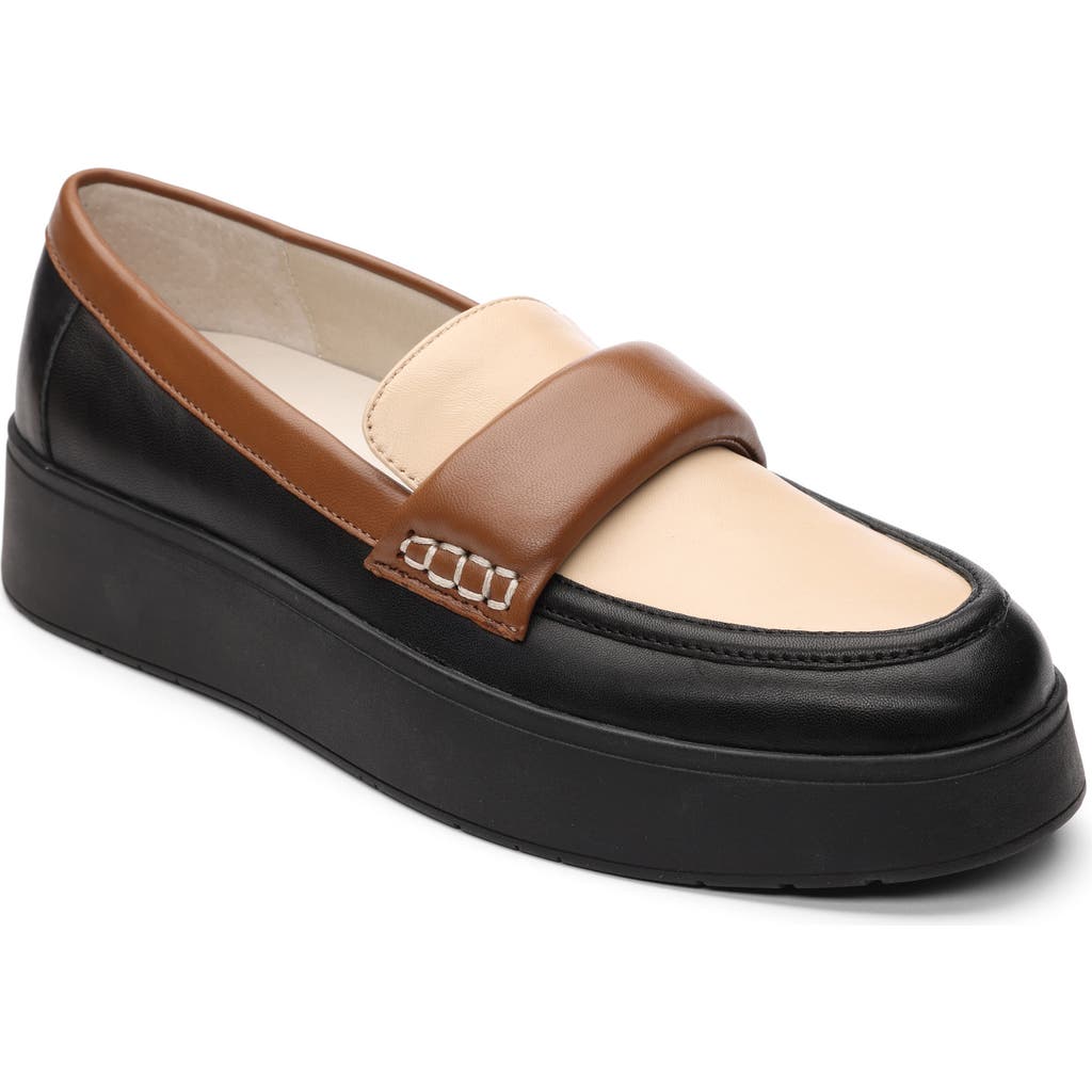 Sanctuary Peacemaker Platform Loafer In Black/oatmilk/spice