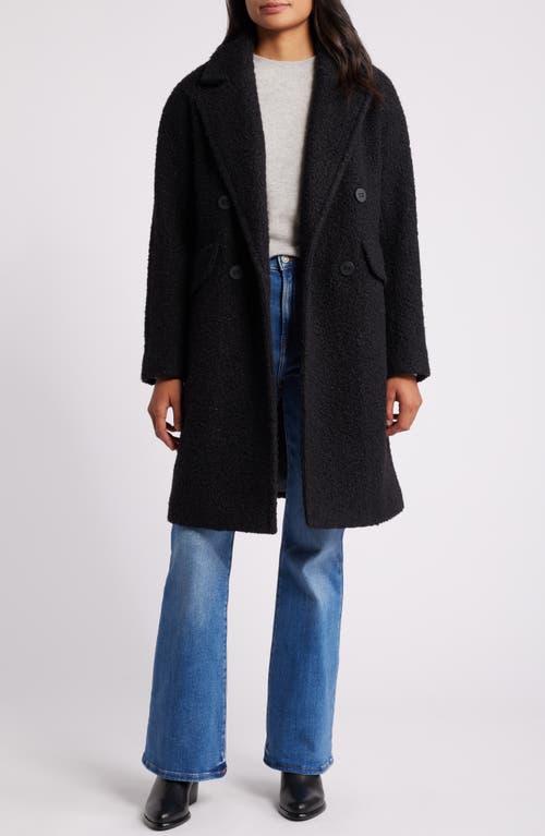 Bcbg Double Breasted Bouclé Coat In Black