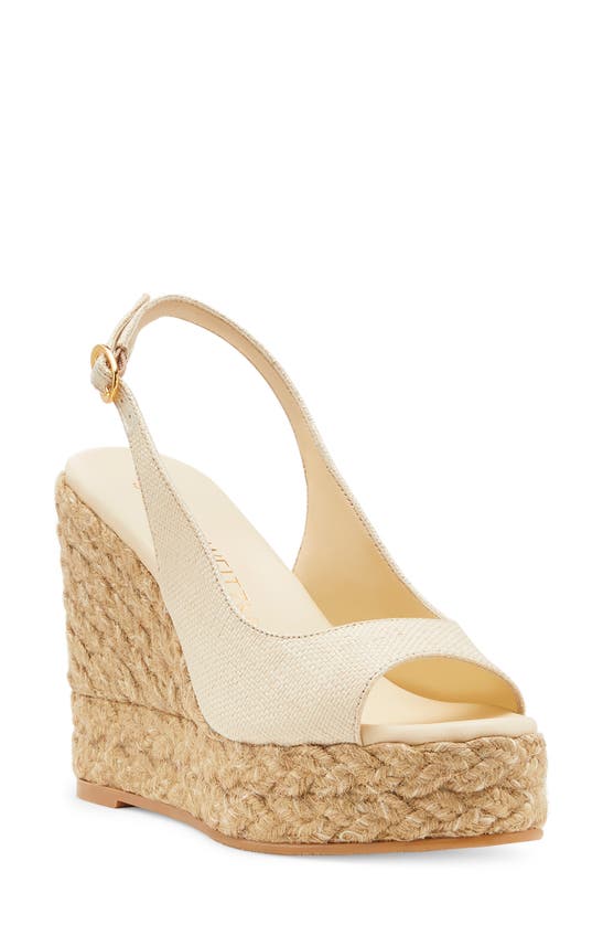 Stuart Weitzman Island Peep-toe Wedge Espadrilles In Washed/ Natural