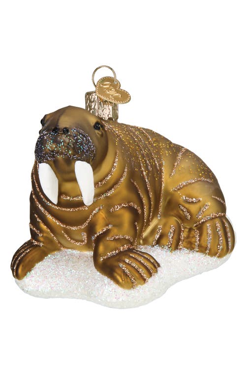 Old World Christmas Walrus Glass Ornament In Brown/white/silver