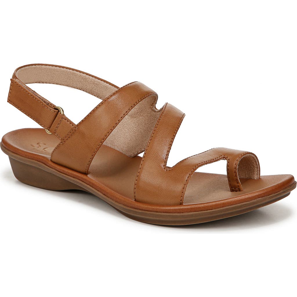 Soul Naturalizer Shakina Toe Loop Slingback Sandals In English Tea Brown Faux Leather