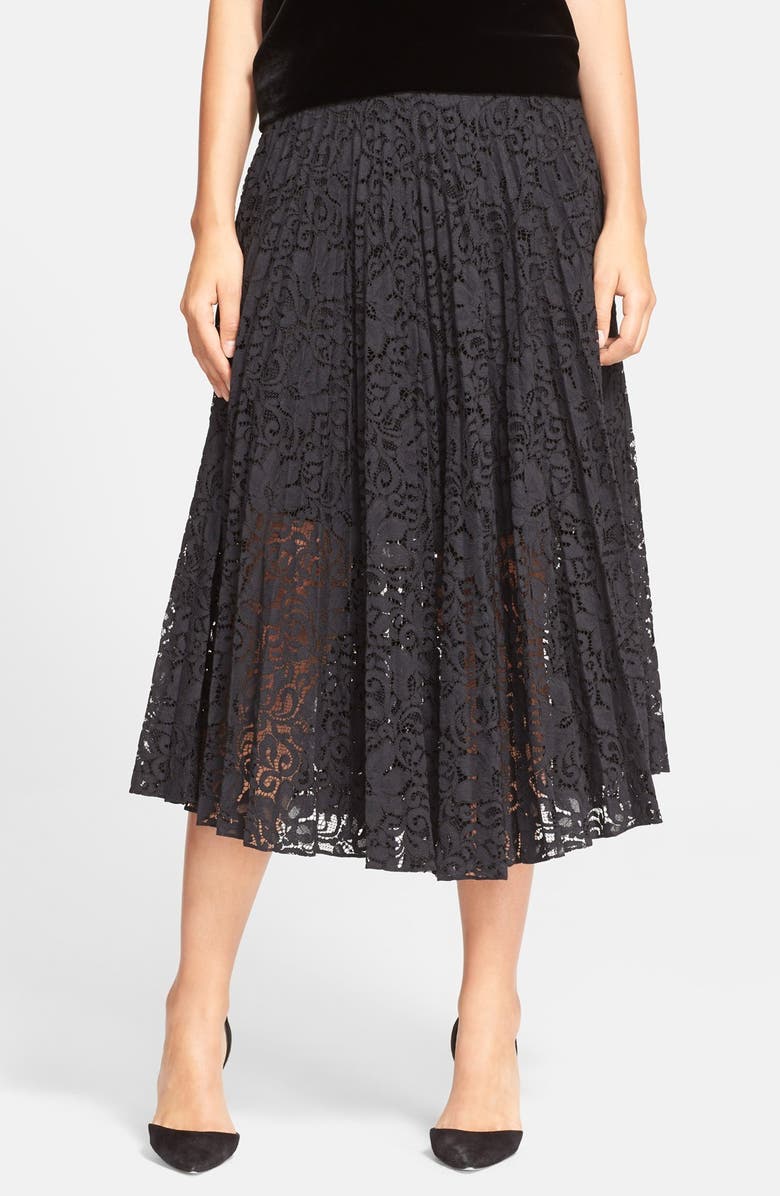 Theory 'Zeyn' Pleated Lace Midi Skirt | Nordstrom