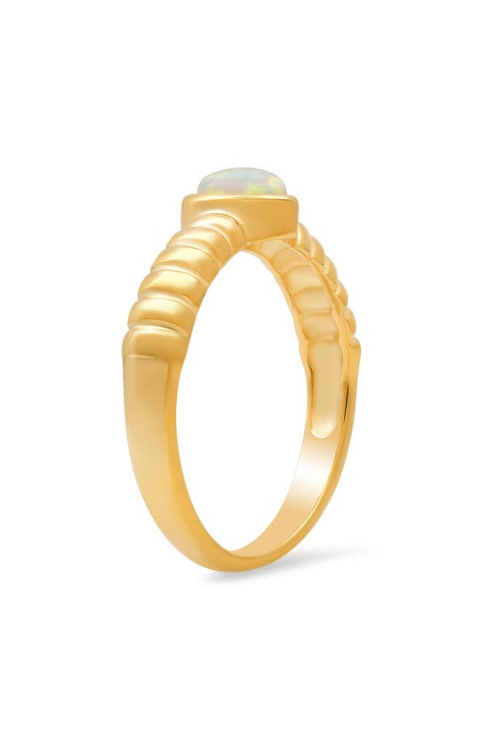 Queen Jewels Bezel Set Heart Ring In Gold/opal