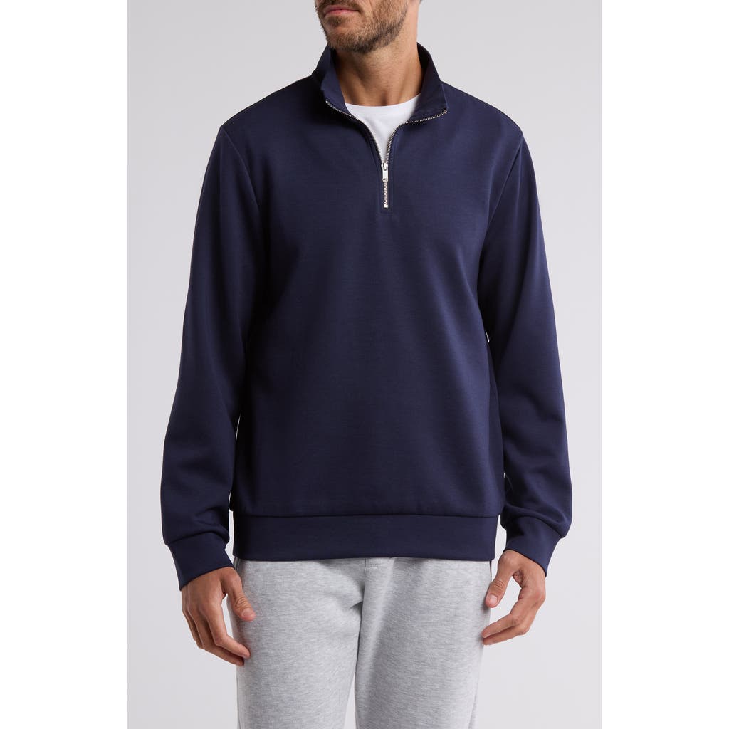 Shop Truth Half-zip Pullover Sweater In Navy Blue