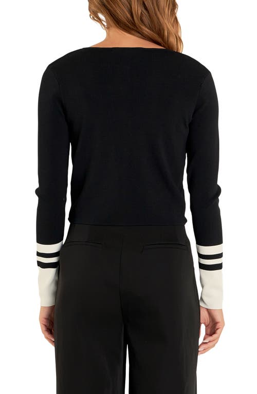 Endless Rose Colorblock Cardigan In Black/cream