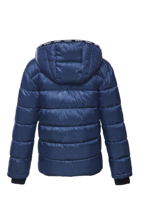 Shop Rokka&rolla Kids' Heavyweight Fleece Lined Puffer Jacket In Geo Emboss