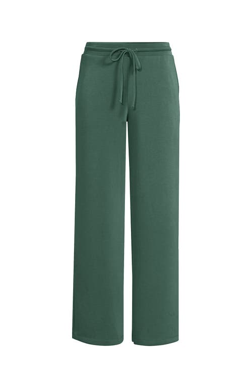 Shop Lands' End Cupro Knit Mid Rise Wide Leg Pants In Washed Evergreen