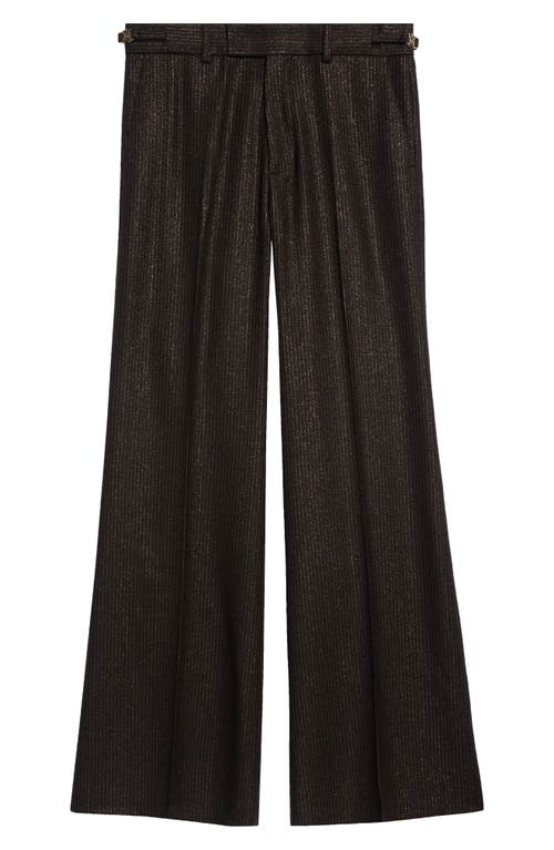 Amiri Lurex Stripe Flare Trousers In Dark Brown