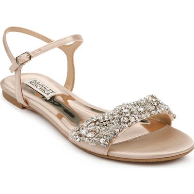 Badgley Mischka Carmella Crystal Embellished Sandal- Beige