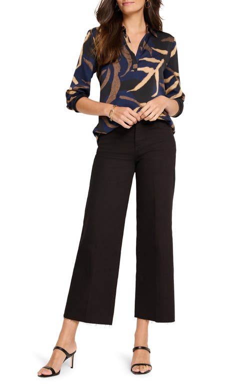 Nic + Zoe Nic+zoe Raw Hem Ankle Wide Leg Jeans In Black Onyx