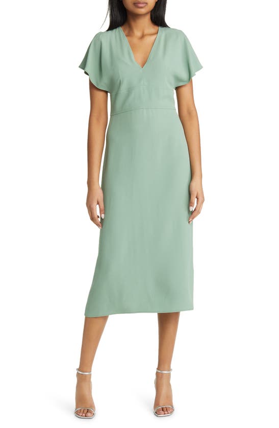 Hugo Slim-fit Long-length Dress With V Neckline In Light Green | ModeSens