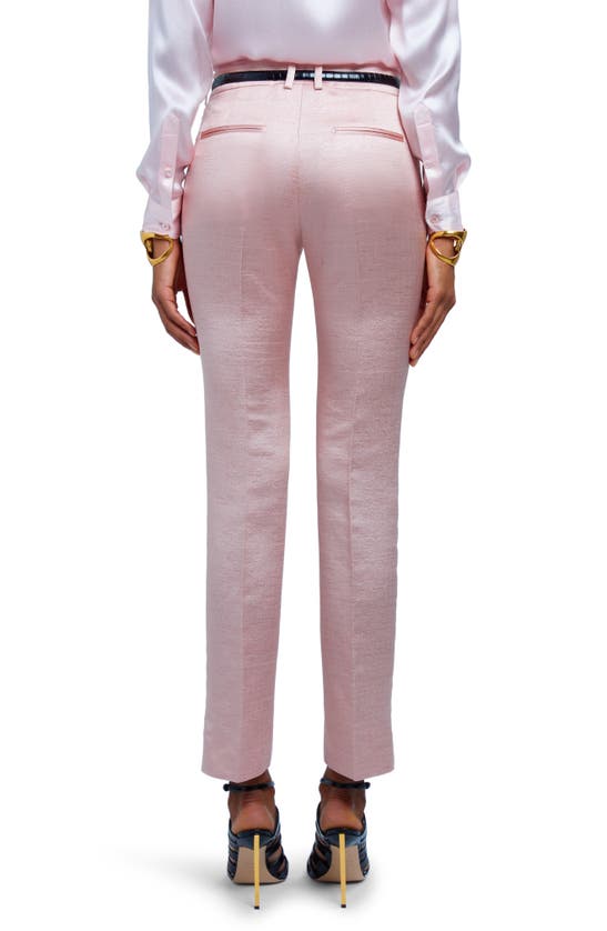 Shop Tom Ford Broken Metallic Wool Blend Ankle Pants In Powdery Pink