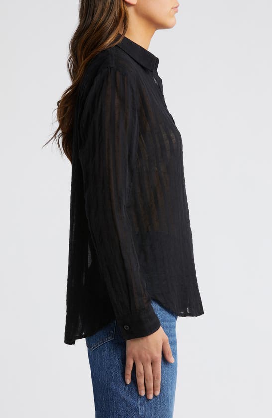 Shop Rails Charli Shadow Stripe Cotton Button-up Shirt In Black Shadow Stripe