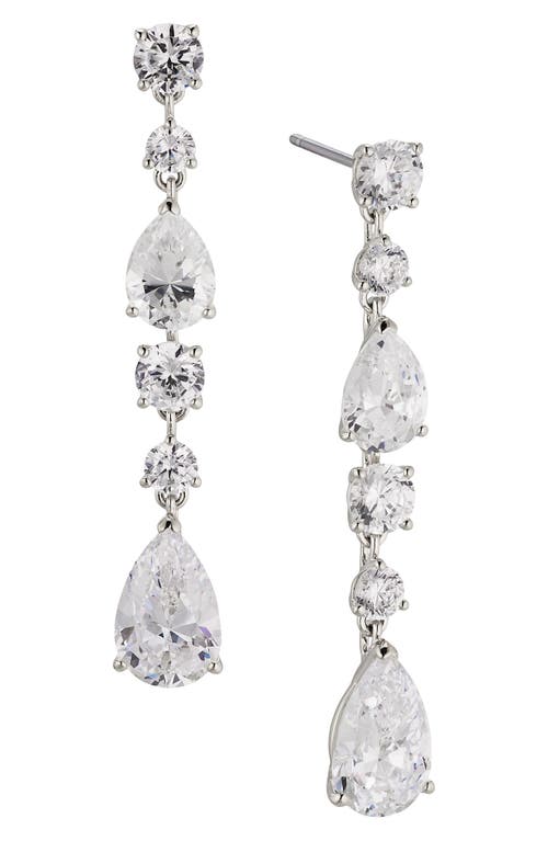 Halle Linear Drop Earrings in Rhodium